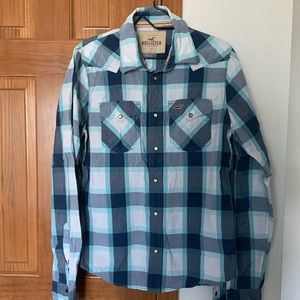 Hollister blue and white button down